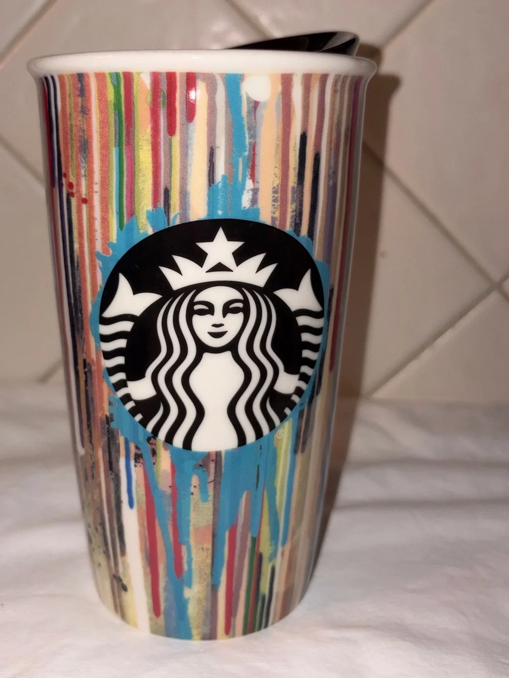 NWOT RARE 2015 STARBUCKS TUMBLER PAINT DRIP MUG